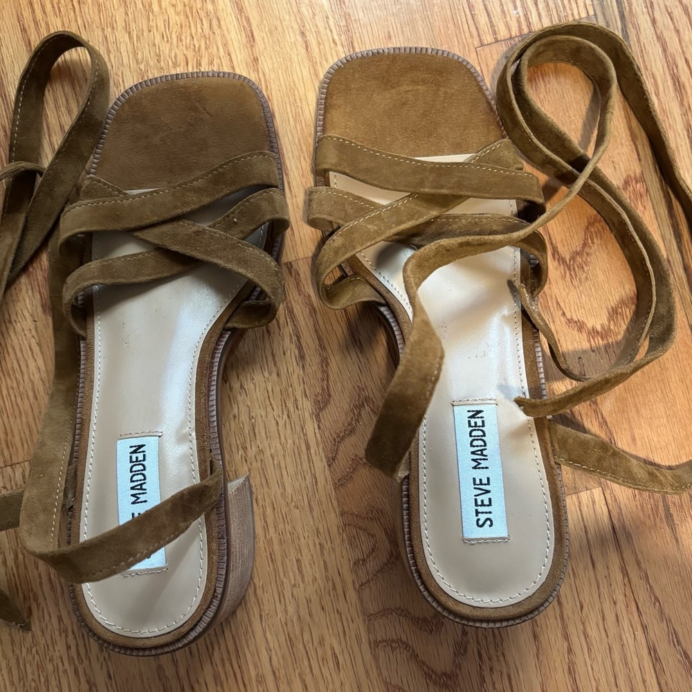 Steve Madden Tan Suede Wrap Sandals